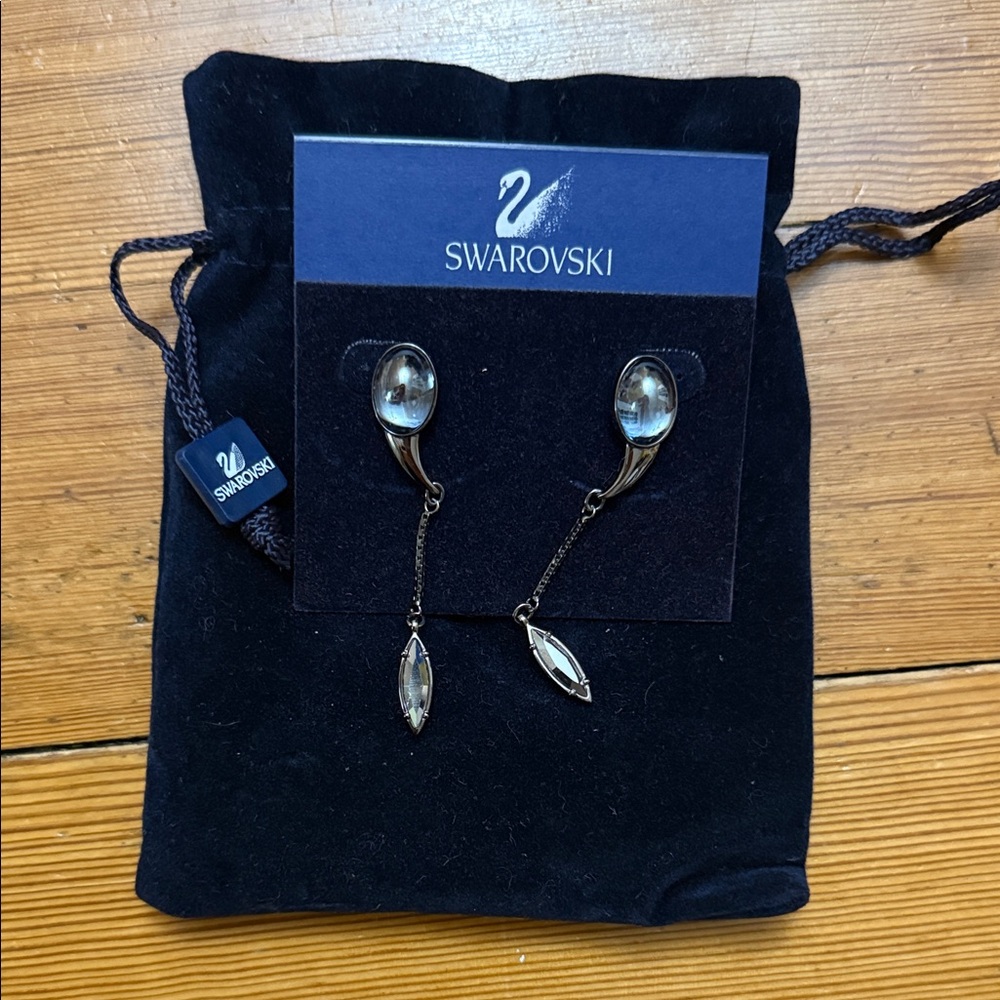 Swarovski Crystal and Silver Chain Earrings